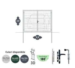 Ворота OPTIMA 3D H-2,0м L-2,5м (D80) RAL7040