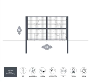 Ворота OPTIMA 3D H-1,8м L-3,0м (D100) RAL7016