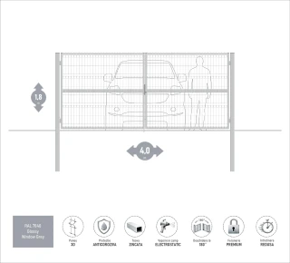 Ворота OPTIMA 3D H-1,8м L-4,0м (D100) RAL7040