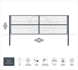 Ворота OPTIMA 3D H-1,7м L-5,0м (D100) RAL7016
