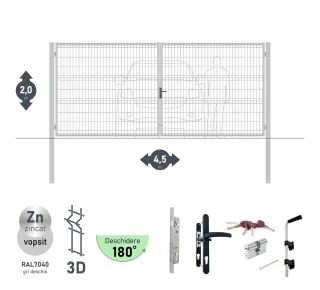 Poarta auto batanta OPTIMA 3D H-2,0m L-4,5m (D100) RAL7040 - image thumb 2