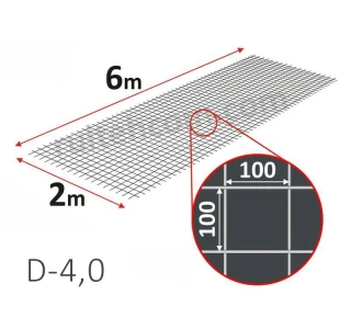 Сетка сварная ВР-1 для армирования 100х100 D-4,0мм 2х6м
