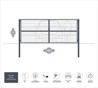 Ворота OPTIMA 3D H-1,7м L-4,0м (D100) RAL7016