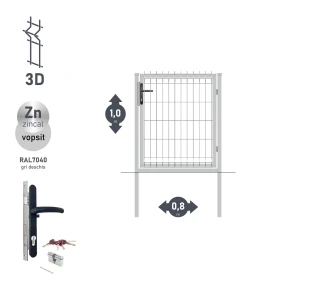 Калитка OPTIMA 3D H-1,0м L-0,8м RAL7040