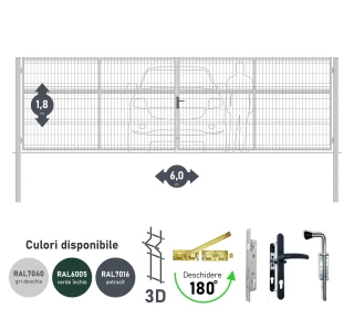 Ворота OPTIMA 3D H-1,8м L-6,0м (D100) RAL7040