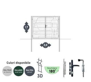 Ворота OPTIMA 3D H-1,7м L-2,0м (D80) RAL7040