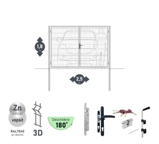 Ворота OPTIMA 3D H-1,8м L-2,5м (D80) RAL7040 - image thumb 2