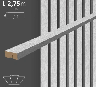 Декоративная рейка 40х16х2750мм (6 шт.) - Дуб Шервуд