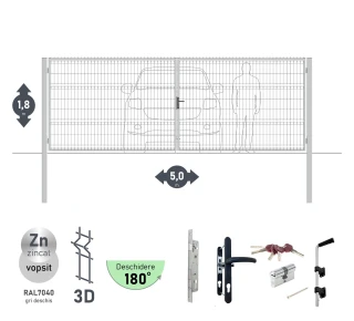 Ворота OPTIMA 3D H-1,8м L-5,0м (D100) RAL7040