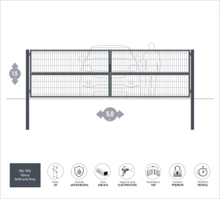 Ворота OPTIMA 3D H-1,5м L-5,0м (D100) RAL7016
