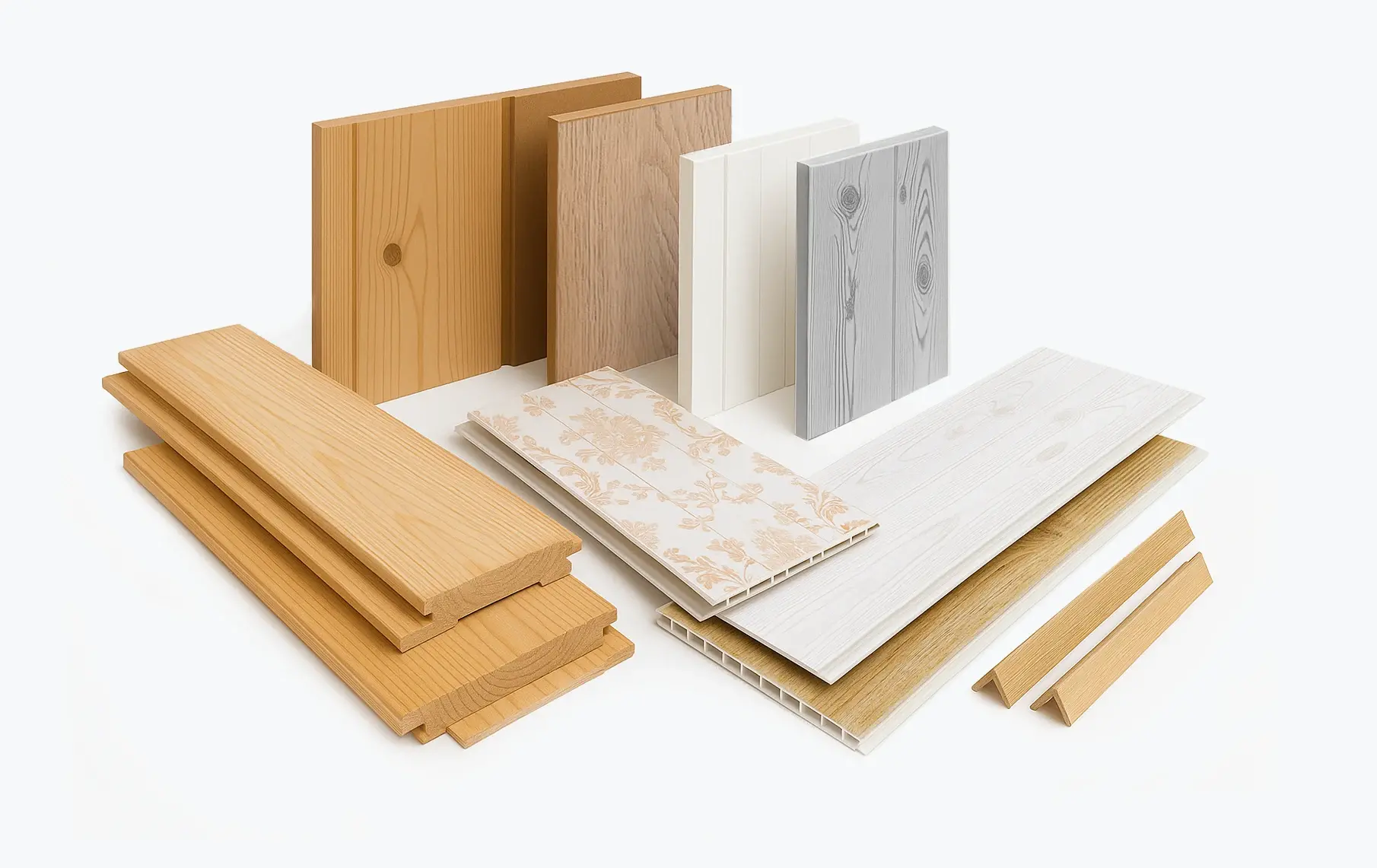 Деревянная и пластиковая вагонка. Панели МДФ.